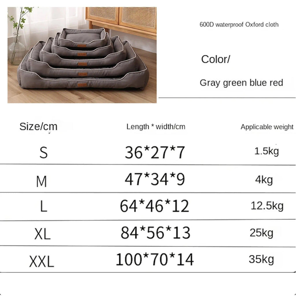Gray dog sofa bed with 600D waterproof Oxford cloth and quick-rebound cushion in L size for medium dogs