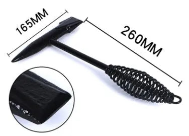 Welding slag hammer with spring handle and high carbon steel head against dark background