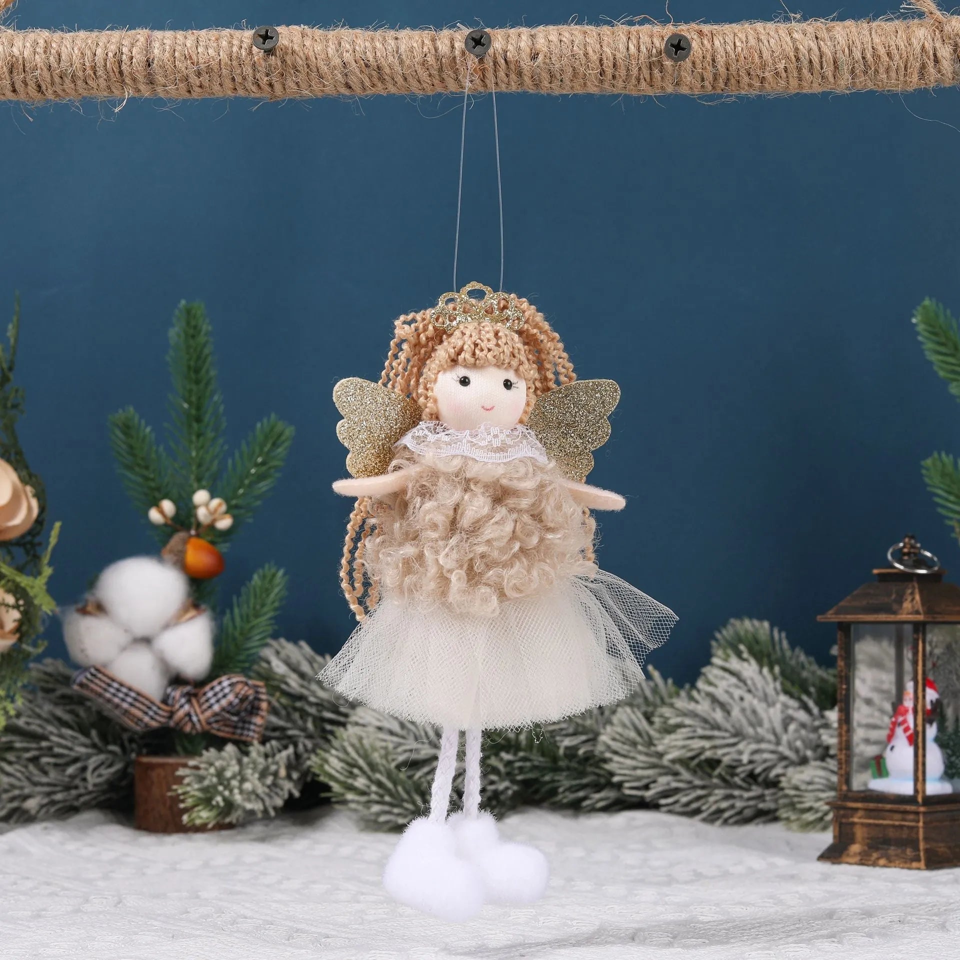 Christmas angel cloth pendant hair accessory in white, pink, and khaki colour options