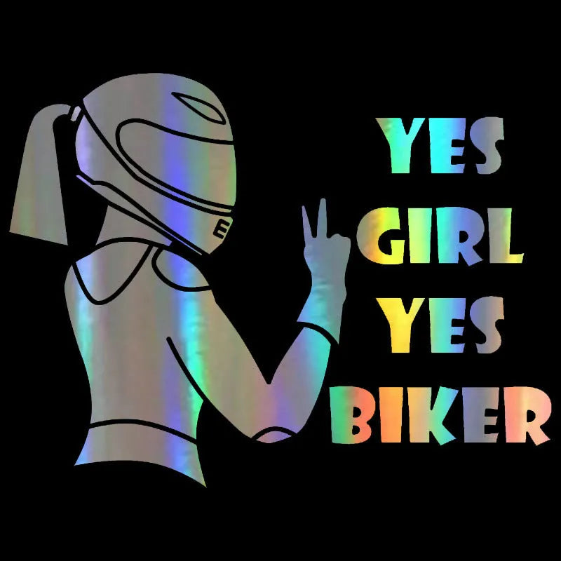 Cool Girl Rider car decorative waterproof sticker measuring 16cm by 15cm