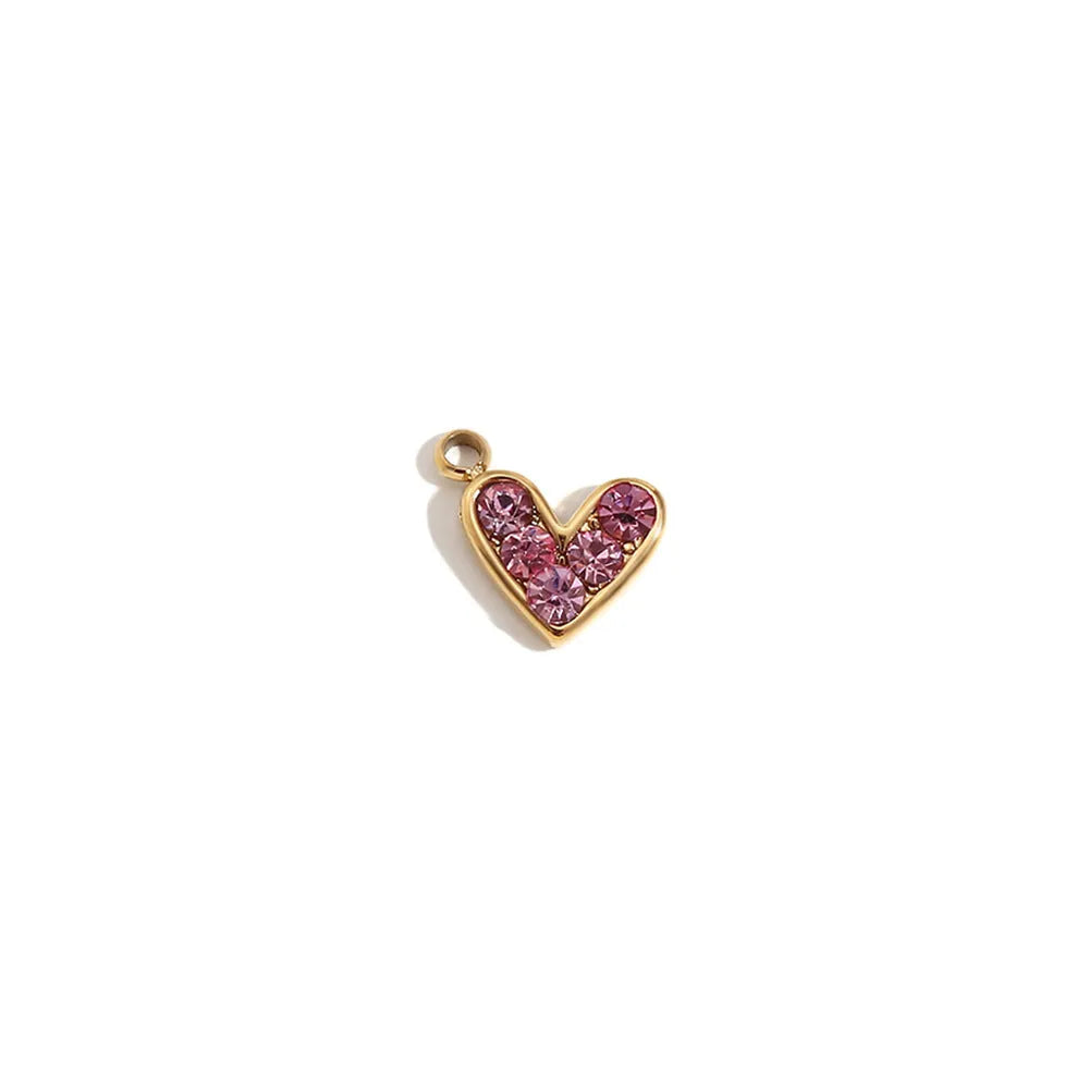 18K gold mini pendant with micro inlay colourful crystals on stainless steel base, geometric shape