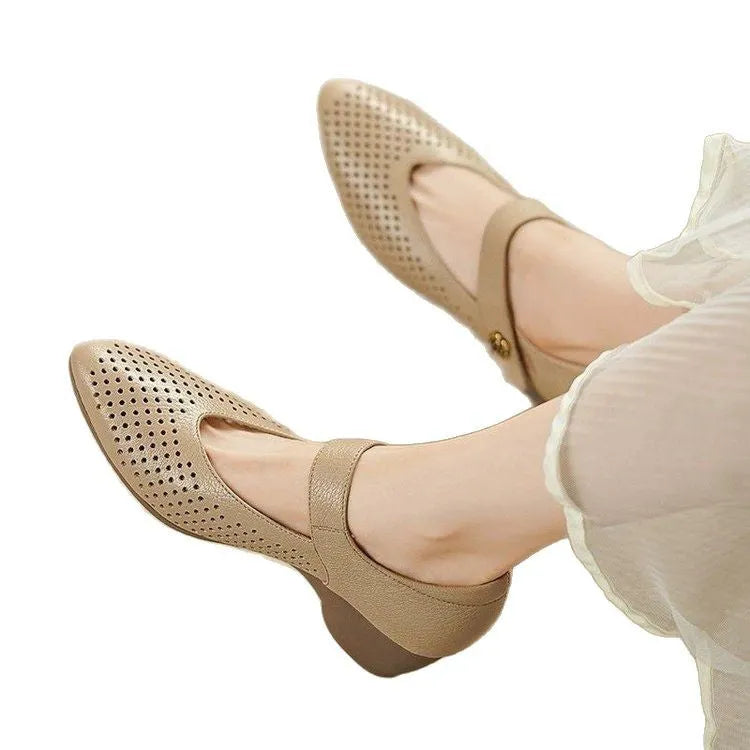 Women's black wedge high heels with pointed toe, PU upper, and hook-loop strap against a white background