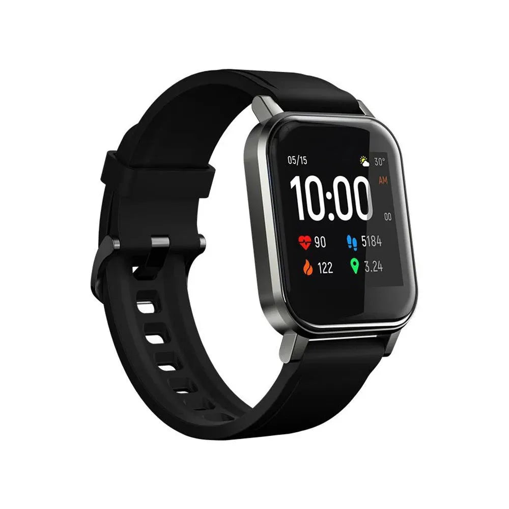 Black waterproof smart bracelet with 1.4-inch screen on a silicone wrist strap.