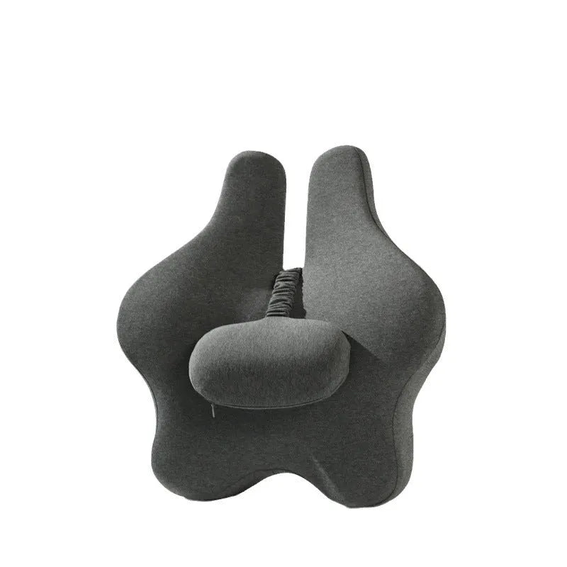Adjustable memory foam car cushion waist support in solid colour black, 50x47x9cm