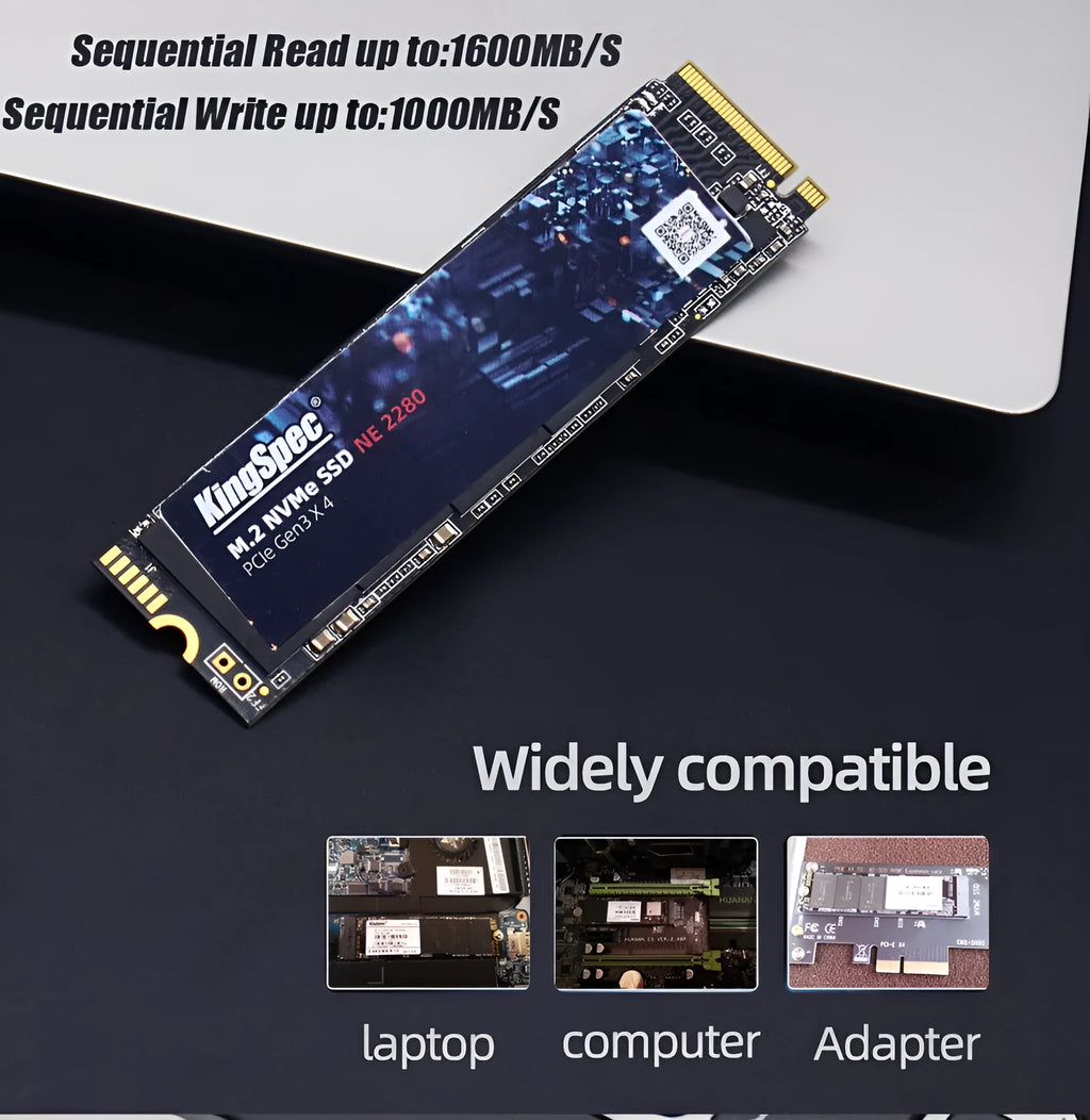 Internal M.2 NVMe SSD laptop hard drive storage 22x80mm with heat dissipation design