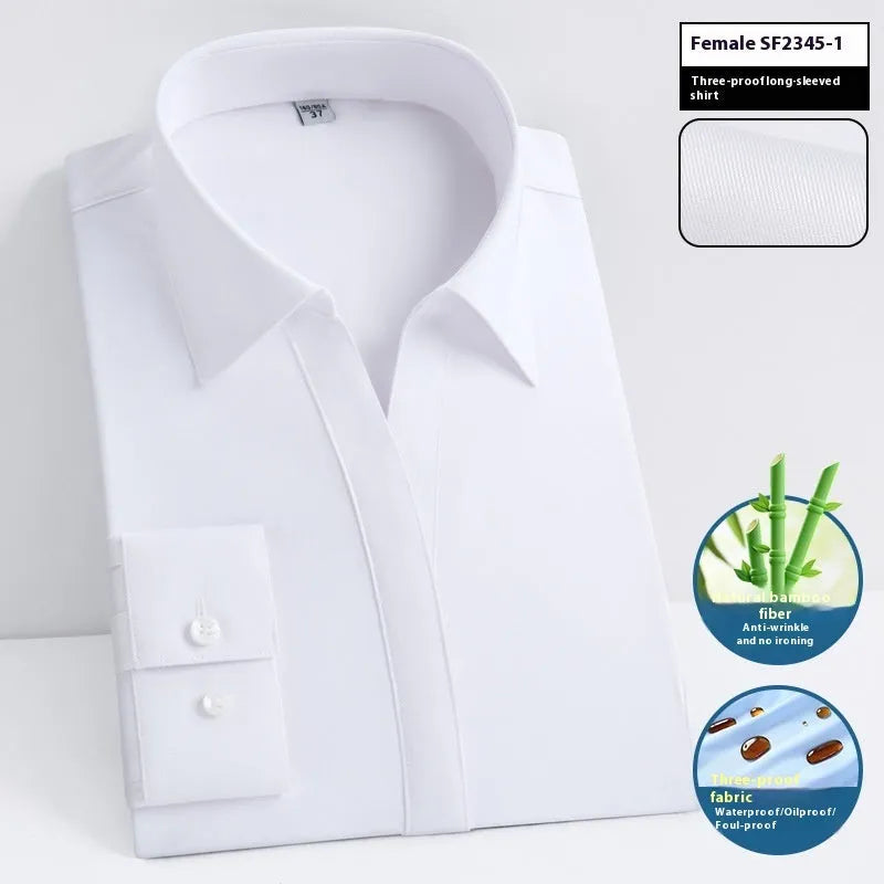 Men's slim fit waterproof bamboo business shirt with square collar in solid colour