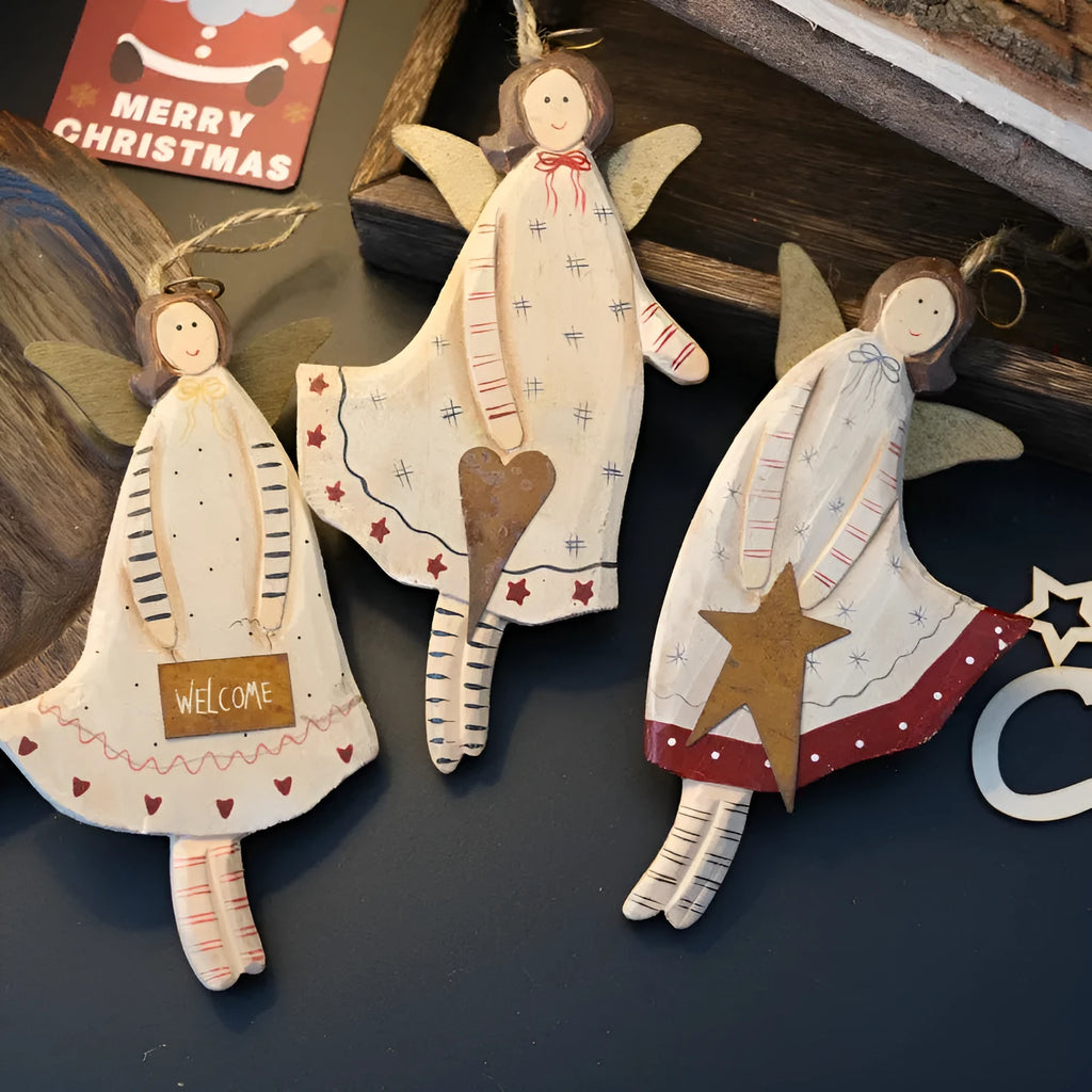 Hand-painted wooden door plate pendant with American country style carving