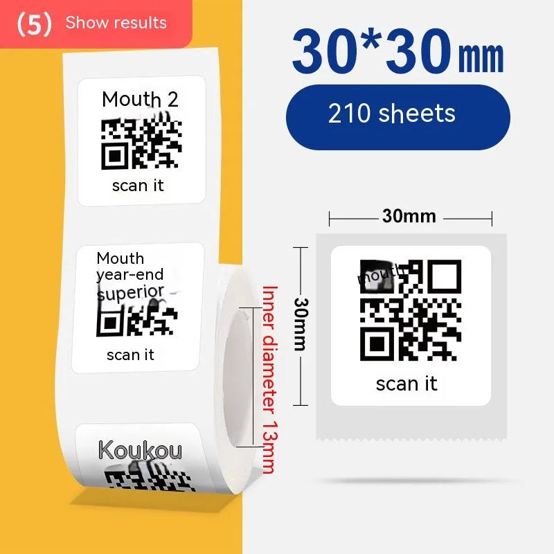 Roll of white 40x40mm thermal paper adhesive labels for price tagging
