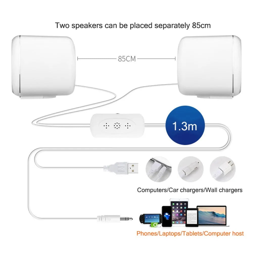 Laptop audio desktop mini speaker pair, ABS, black, 7.2cm cube with scroll wheel and 3.5mm wire