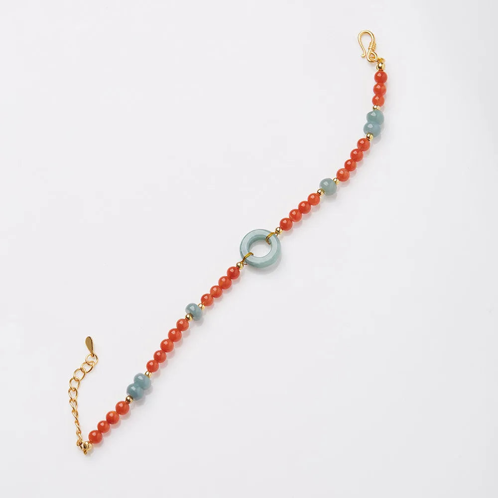 Natural south red agate bracelet for women with 4mm beads and adjustable safety buckle