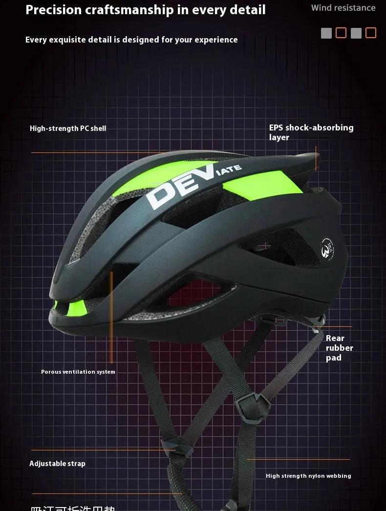 Unisex adult bicycle helmet in matte black and blue colour, with adjustable dial and EPS PC construction
