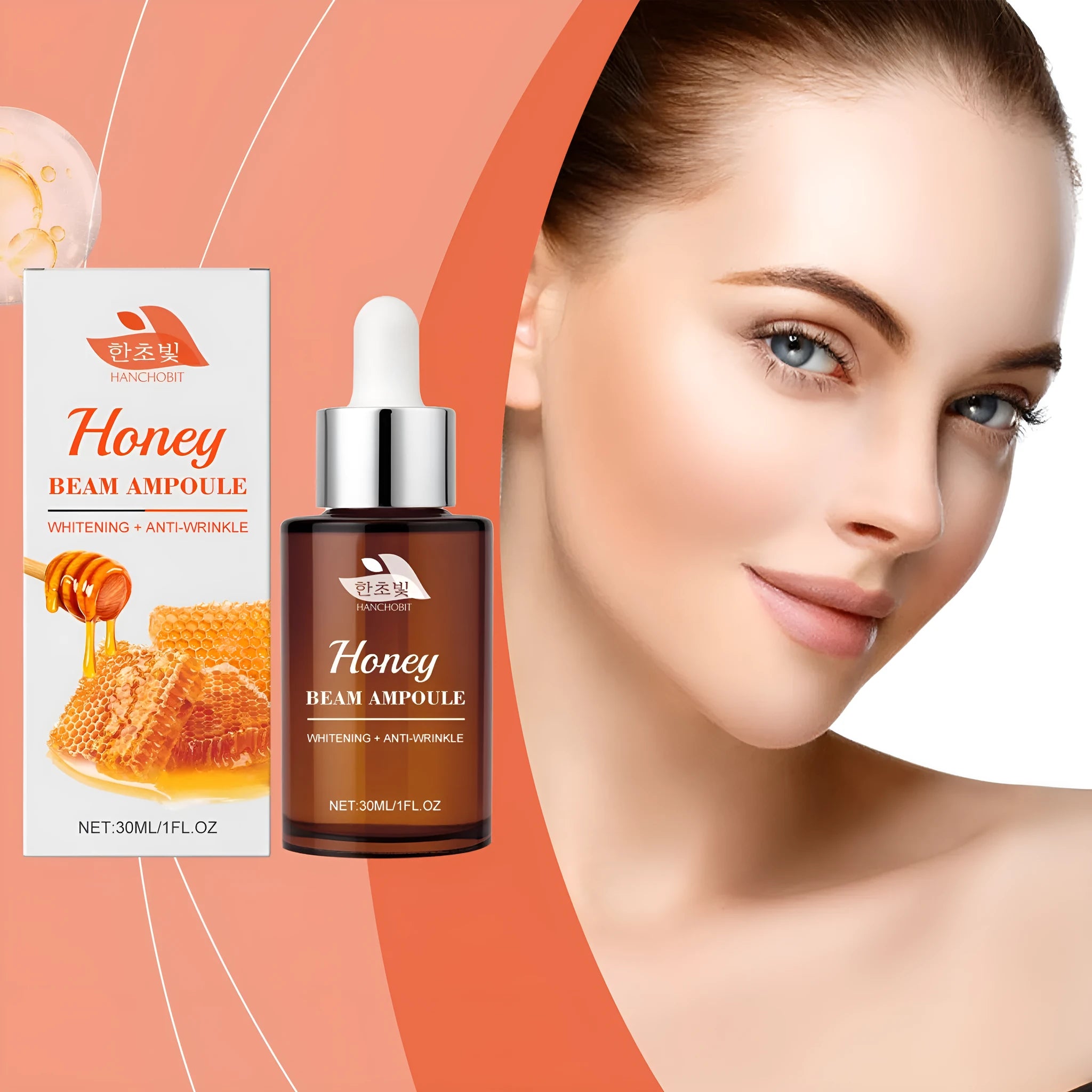 Moisturizing facial liquid 30ml bottle with honey, lily and ginseng ingredients