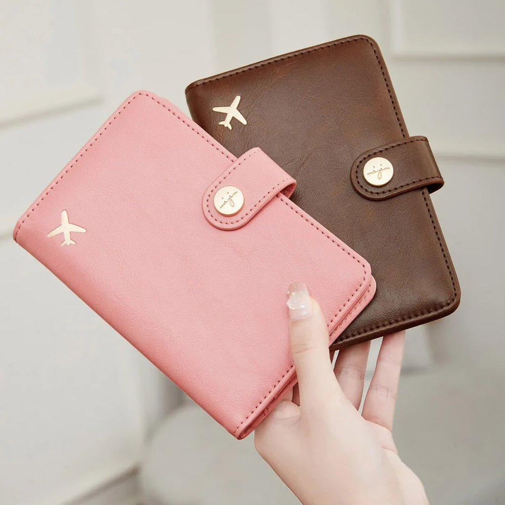 Simple portable multifunctional passport holder with aircraft pattern, anti-theft protection, available in nine colours