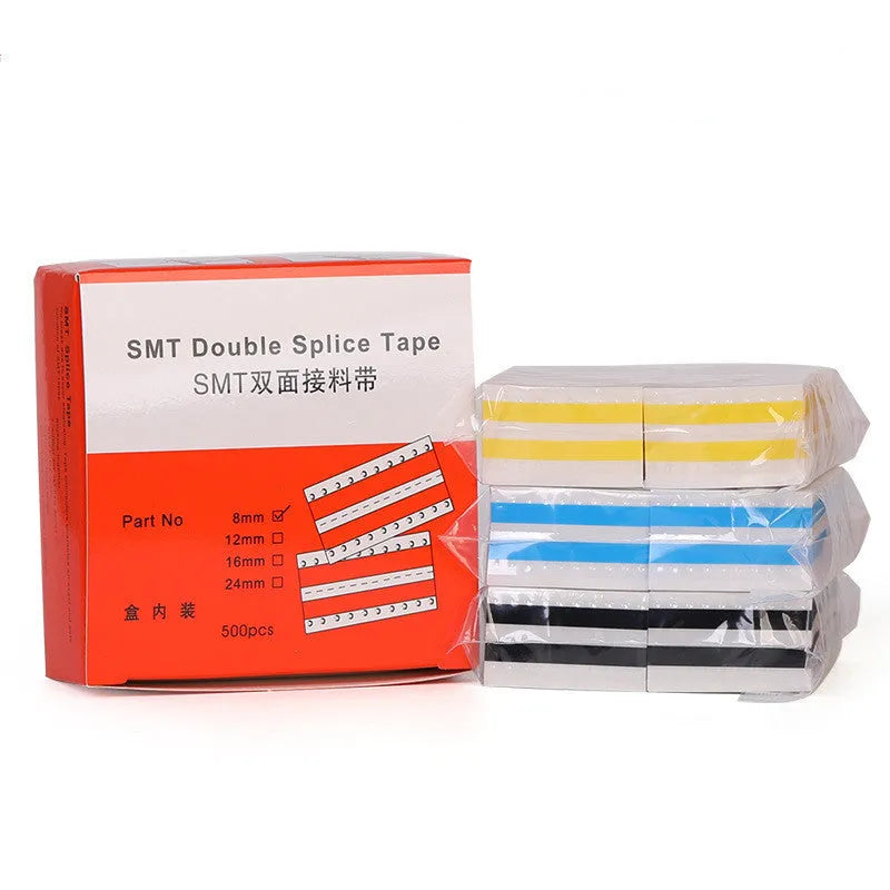 Yellow double-sided SMT splicing tape 8mm width in box with 500 pieces for pick and place machine use