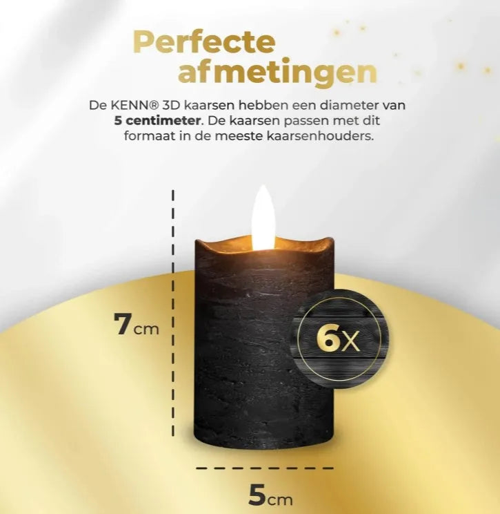 Set of four matte black LED pillar candles emitting a soft warm white glow.