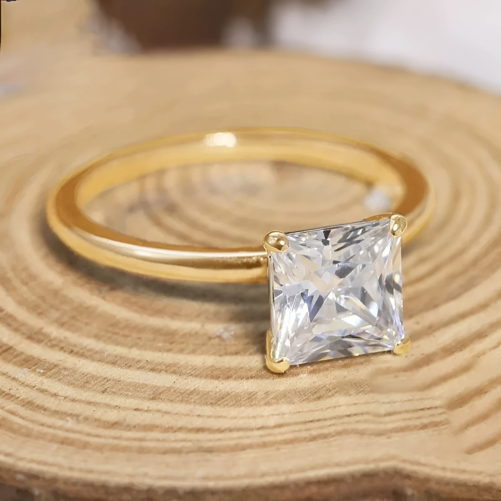 Simple geometric 925 silver women's ring with round zirconium detail in gold, rose gold, or silver finish.