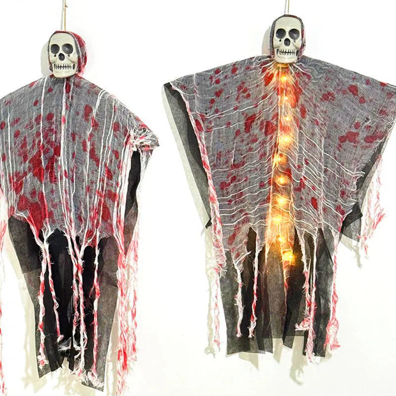 Halloween blood-dyed luminous skull hanging ghost plastic decoration for outdoor and indoor display