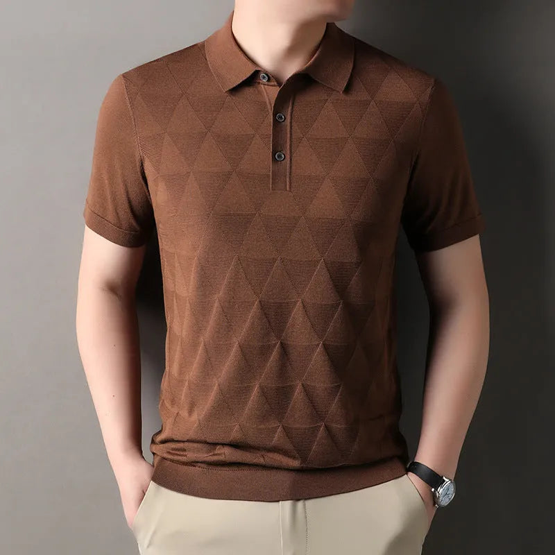Men's ice silk quick-drying short sleeve t-shirt in green, regular fit, lyocell knitted fabric