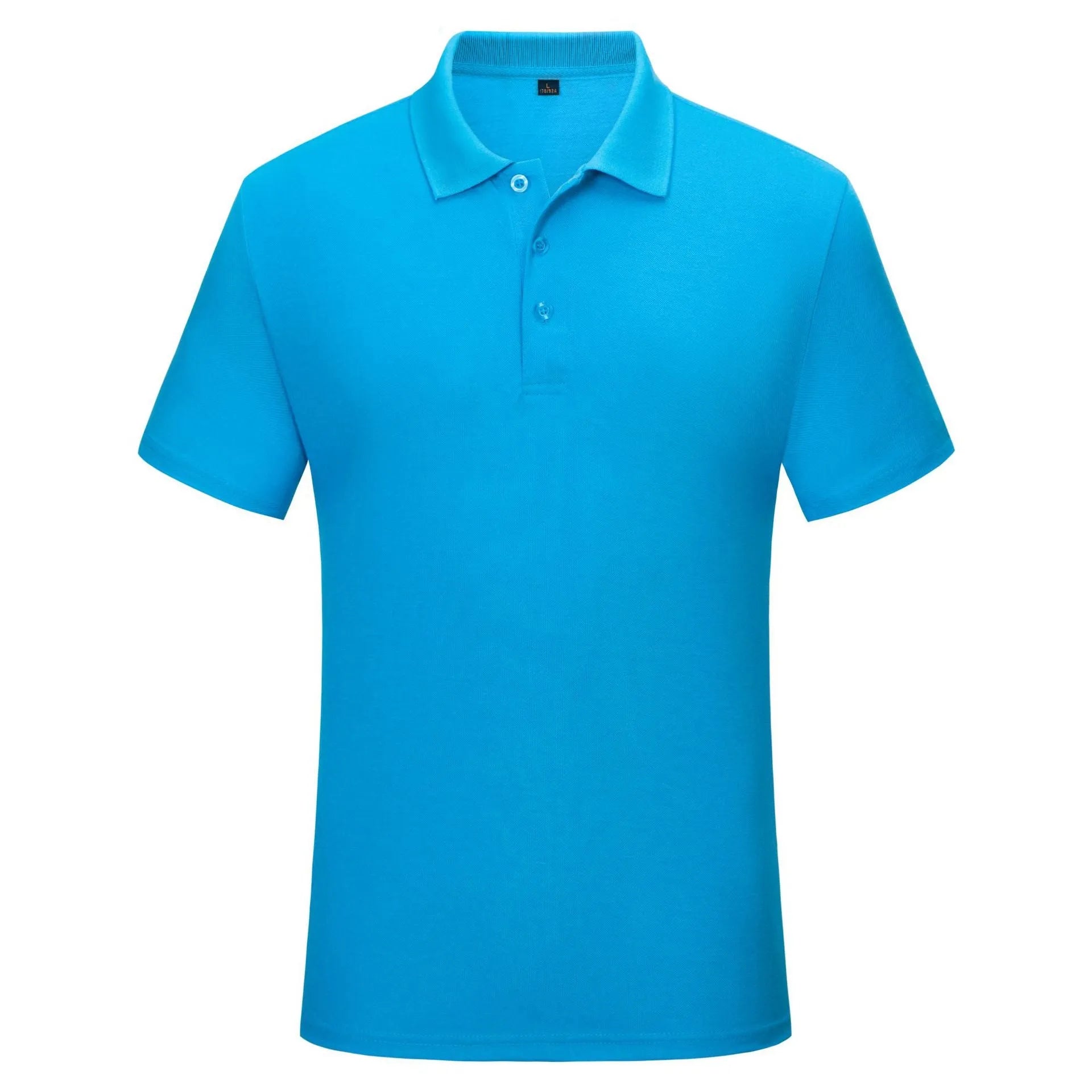 Cotton solid colour business office thin polo shirt uniform in short sleeve, available in multiple colours including black, white, red, and blue.