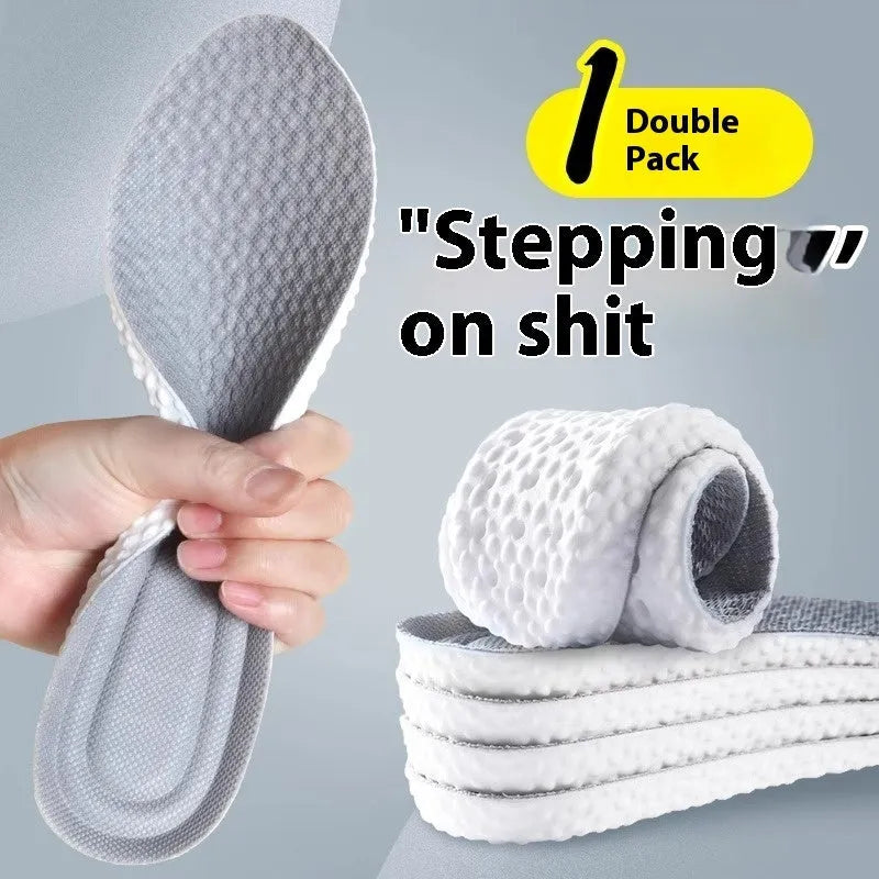 Breathable grey, black, and orange PU sports insoles designed to be cut to fit shoe sizes UK 35 to 46.