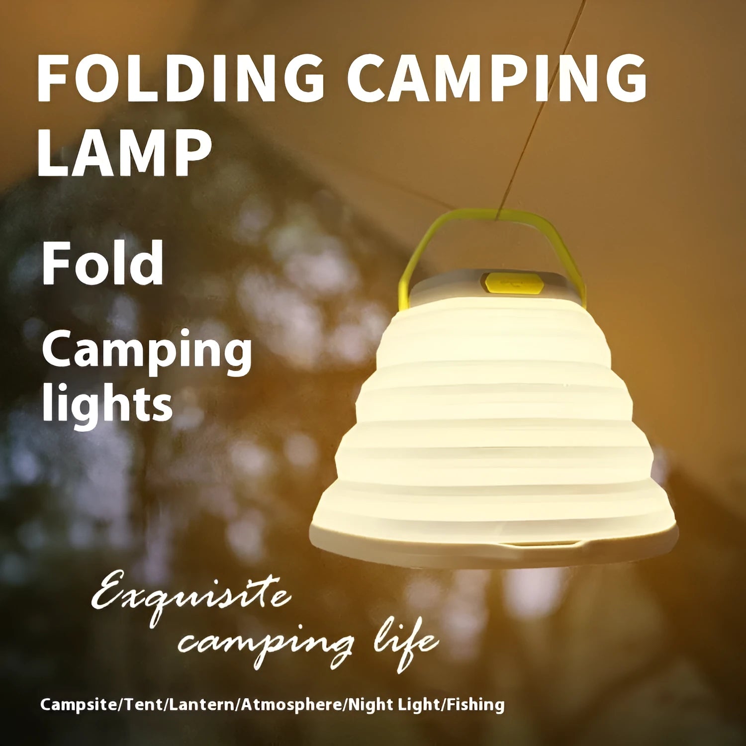 White camping lamp with large capacity battery and single-key cycle switch for portable lighting