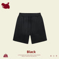 Solid colour loose cotton children's sports shorts in black, navy blue, mixed grey, and brown