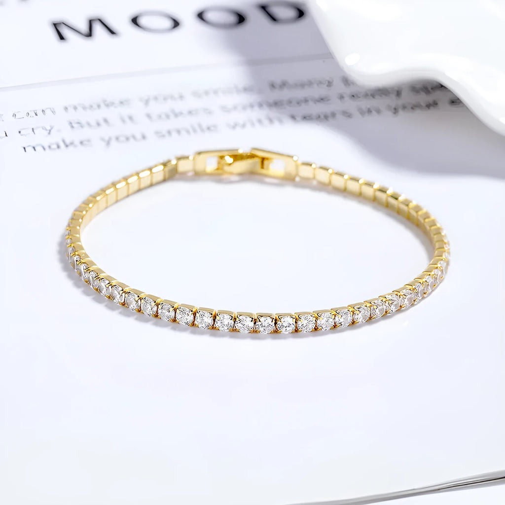 925 sterling silver full diamond bracelet with pave elements on white background