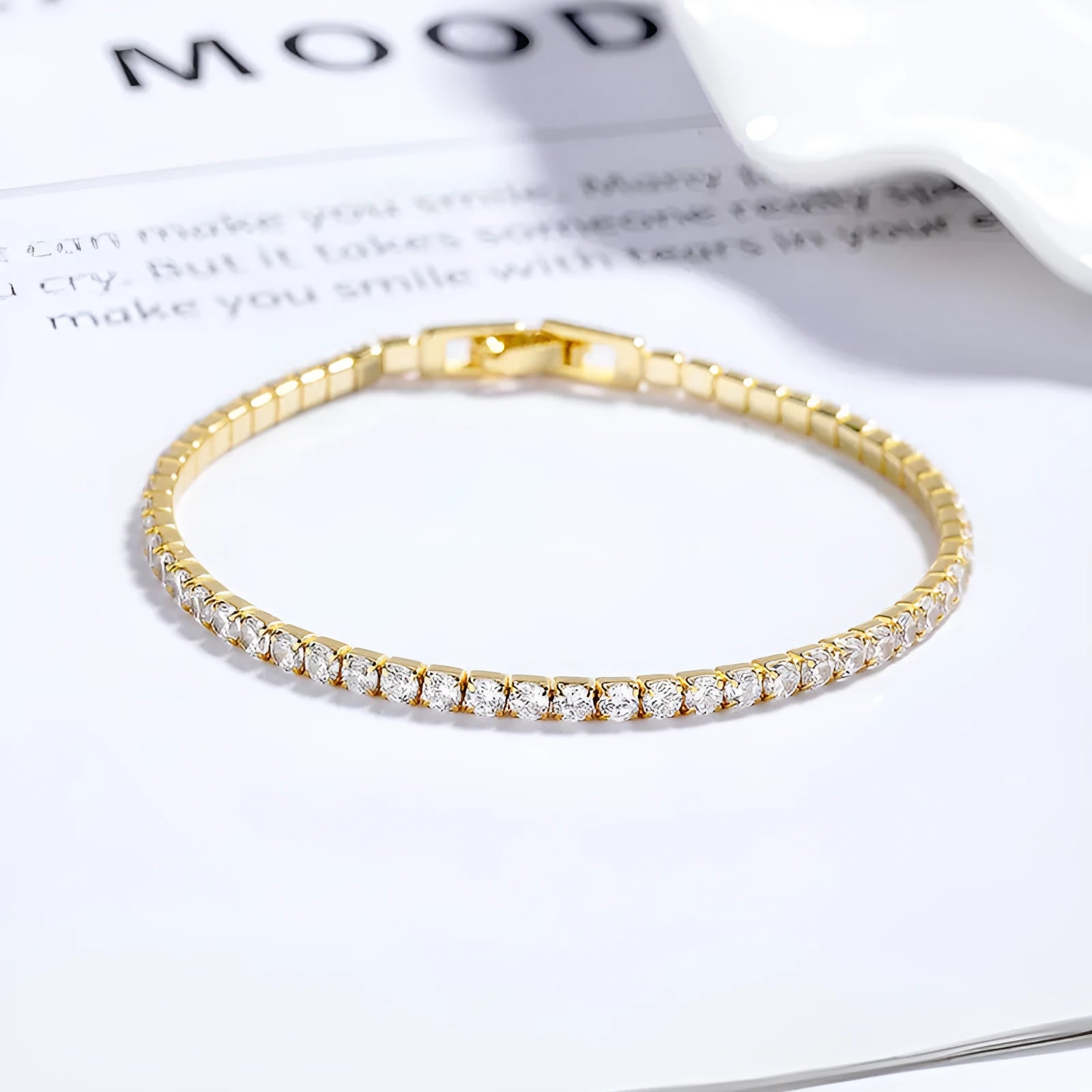 925 sterling silver full diamond bracelet with pave elements on white background