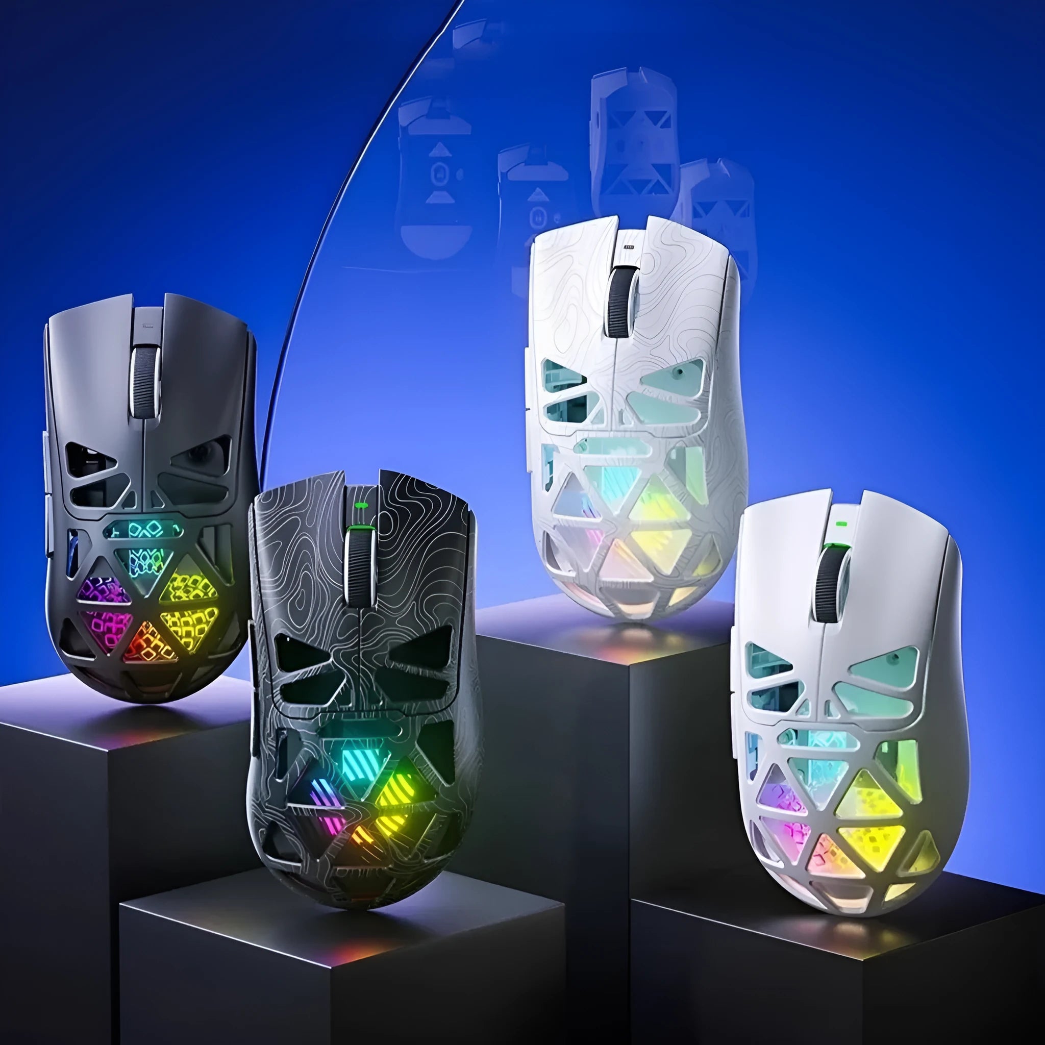 Three-mode wireless mouse hollowed-out design, black contour option, with optical sensor, 122x64x40mm