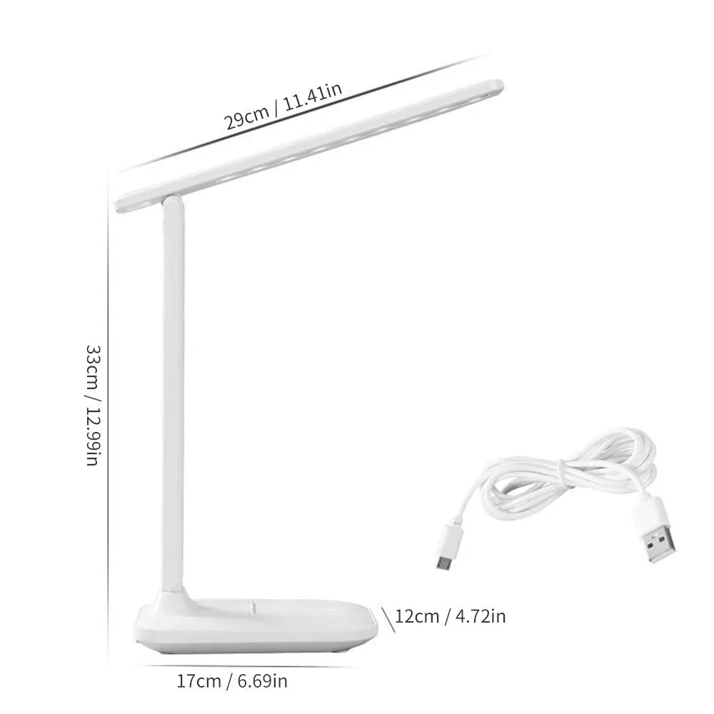 White plastic touch dimming bedside lamp for children's bedrooms with USB charging port
