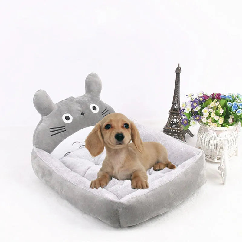 Cartoon-style washable pet sofa bed for small dogs and cats in blue colour