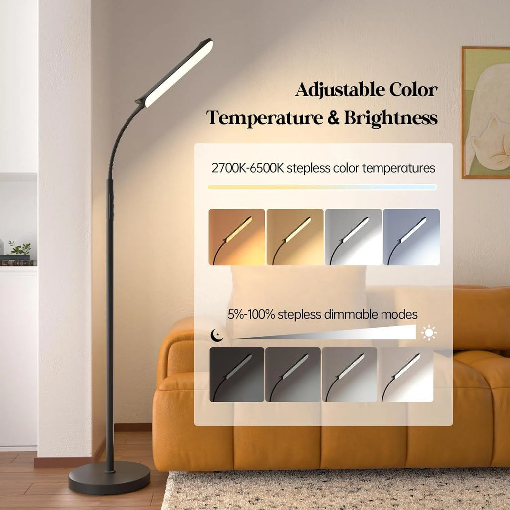 Modern LED floor lamp with remote control, 18W, 2700-6500K adjustable colour, dual-use as table lamp, for home study and bedroom
