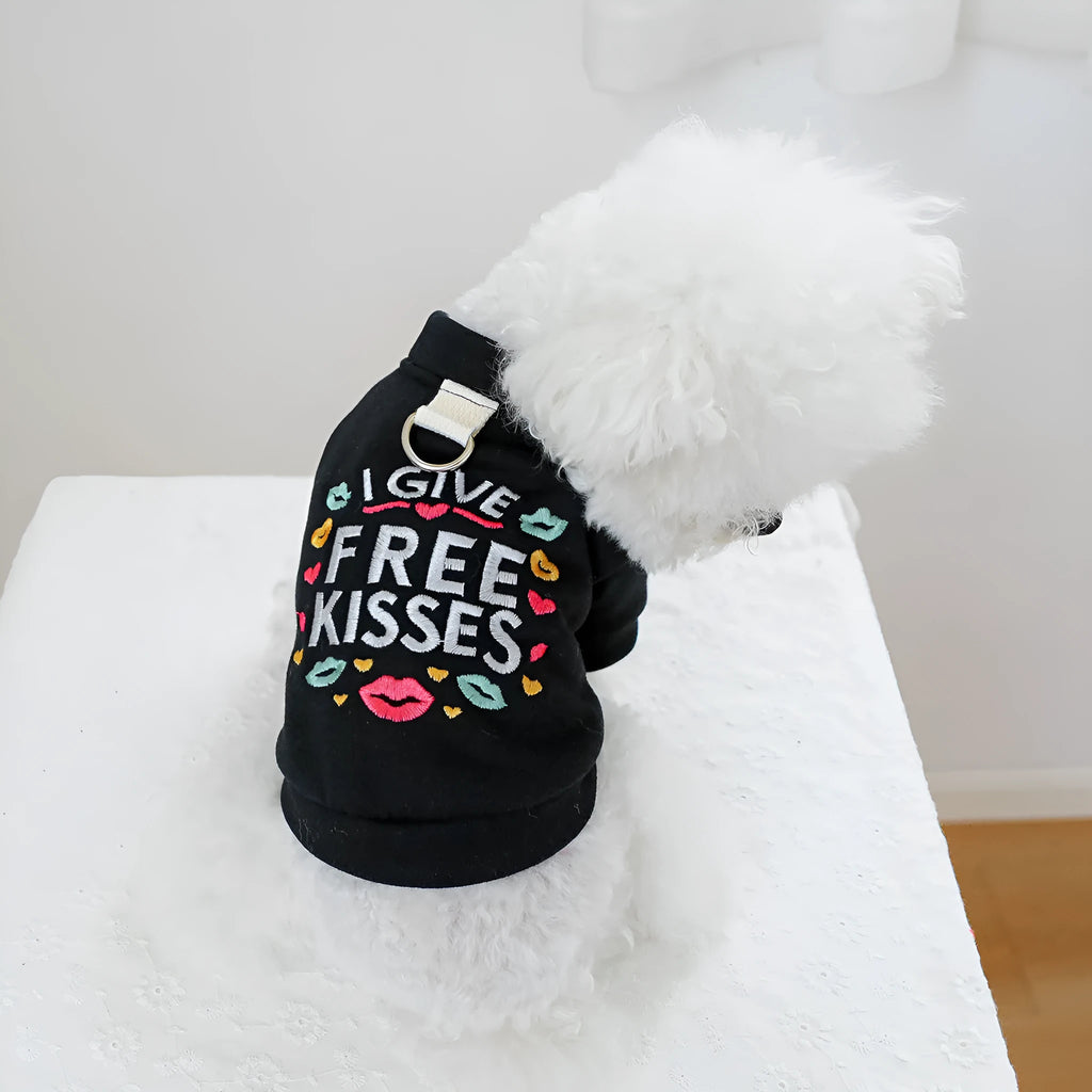 Casual polyester pet sweater in Kiss Sweater colour for dogs and cats, sizes XS to XL