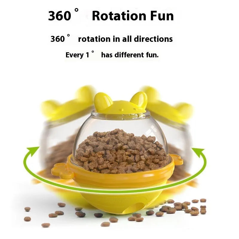 Pet Supplies Tumbler Dog Leakage Food Feeder Toy in yellow TPR material for slow feeding