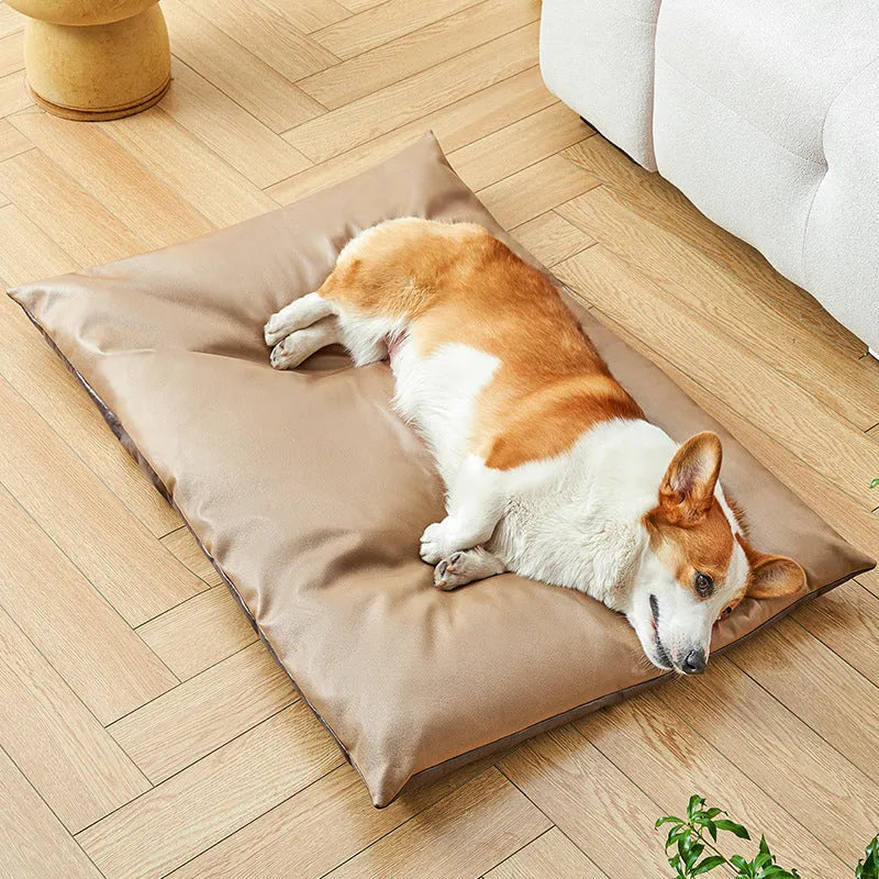 Cool summer cat nest sleeping mat in blue, size M, on a light floor