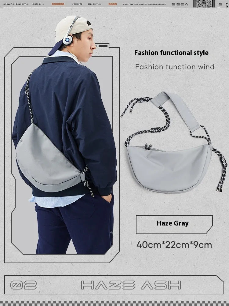 Men's large capacity nylon messenger bag in urban simplicity style with polyester lining