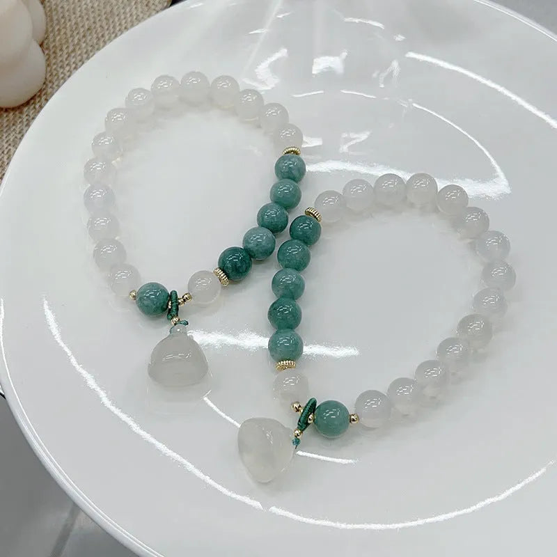 Women's retro Chinese style agate lotus seedpod bracelet natural stone handmade jewellery