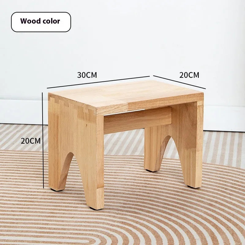 Solid wood changing stool with distressed finish for household shoes changing