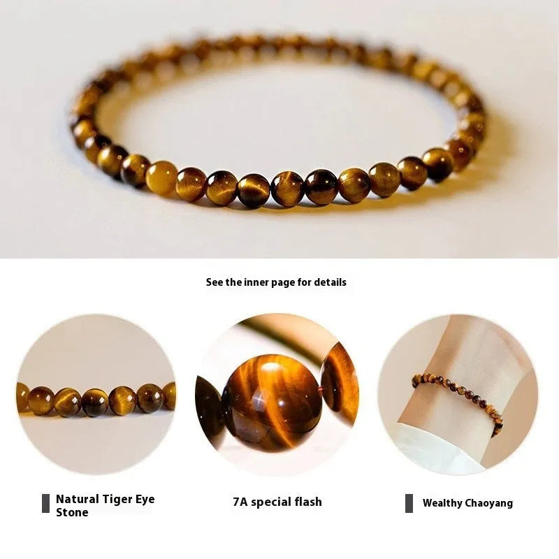Handmade tigereye bracelet with geometric round beads in Chinese style design