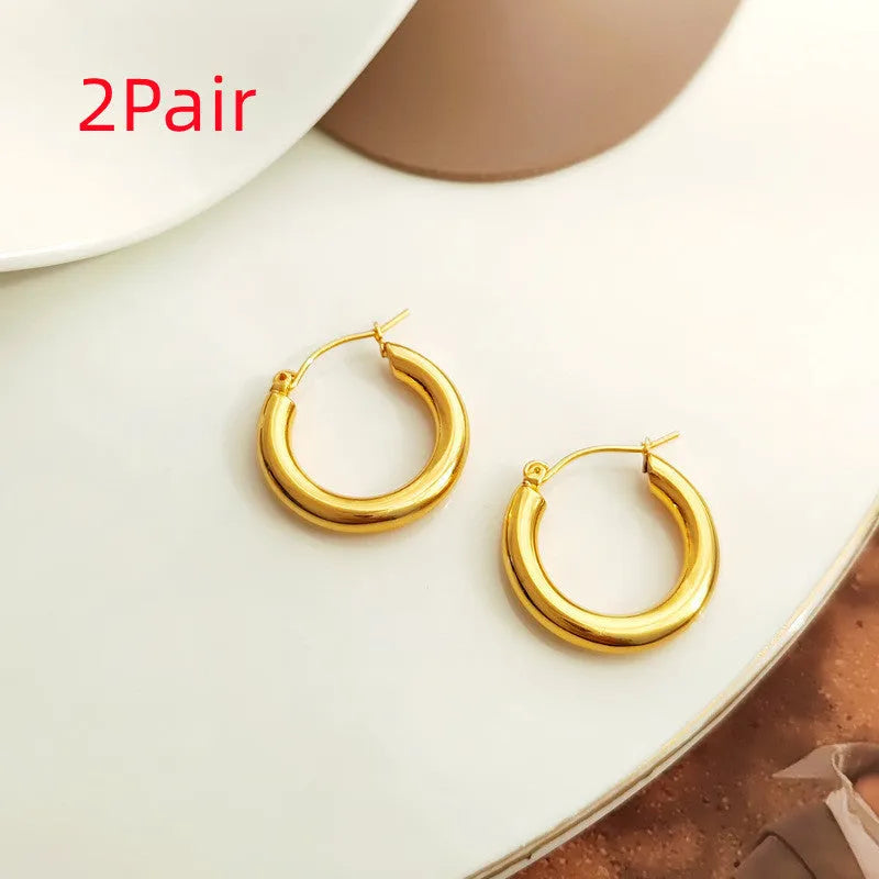 Gold plated vintage European geometric copper earrings for women retro style