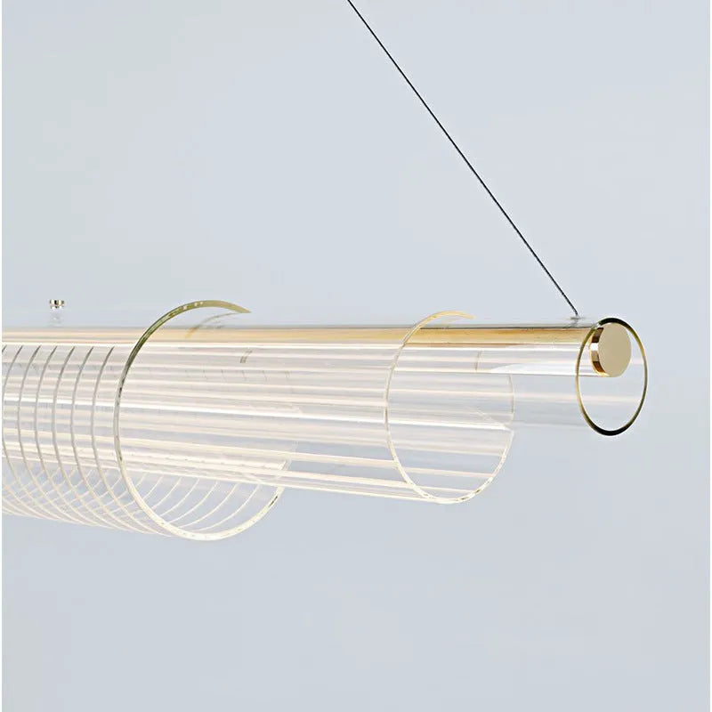Glass pendant lamp with iron body in minimalist modern design for restaurant lighting
