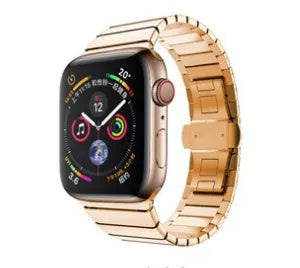 Stainless steel metal chain strap for Apple Watch with butterfly buckle clasp