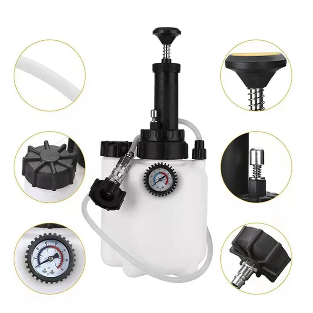 White 3 litre brake oil tank replacement tool for automotive brake fluid changes
