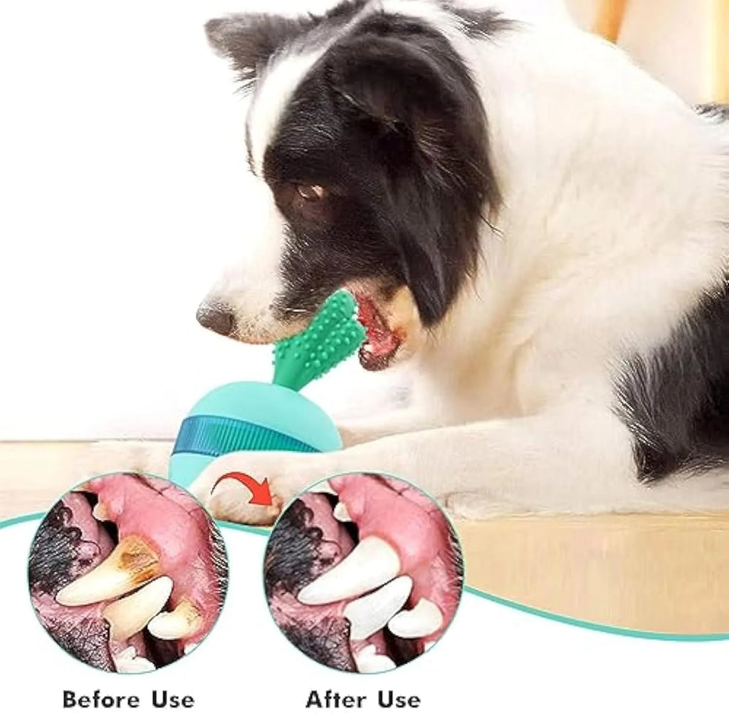Blue durable rubber treat dispensing dog toy ball for medium large dogs