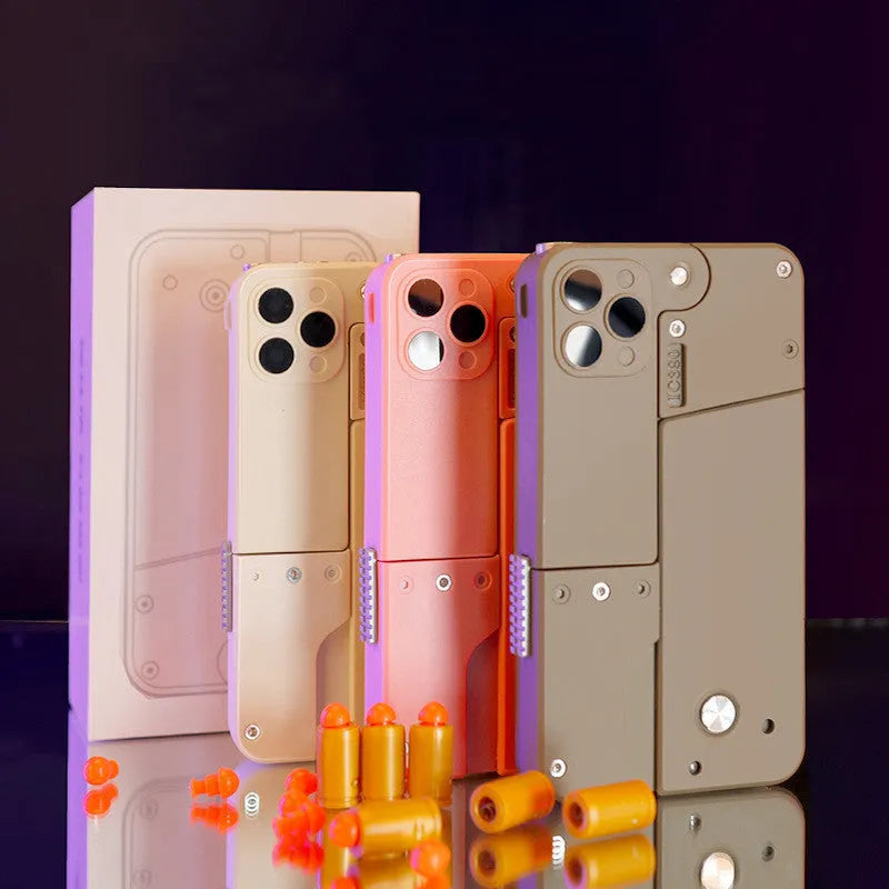 Folding mobile phone dart blaster toy with soft foam bullets in pink