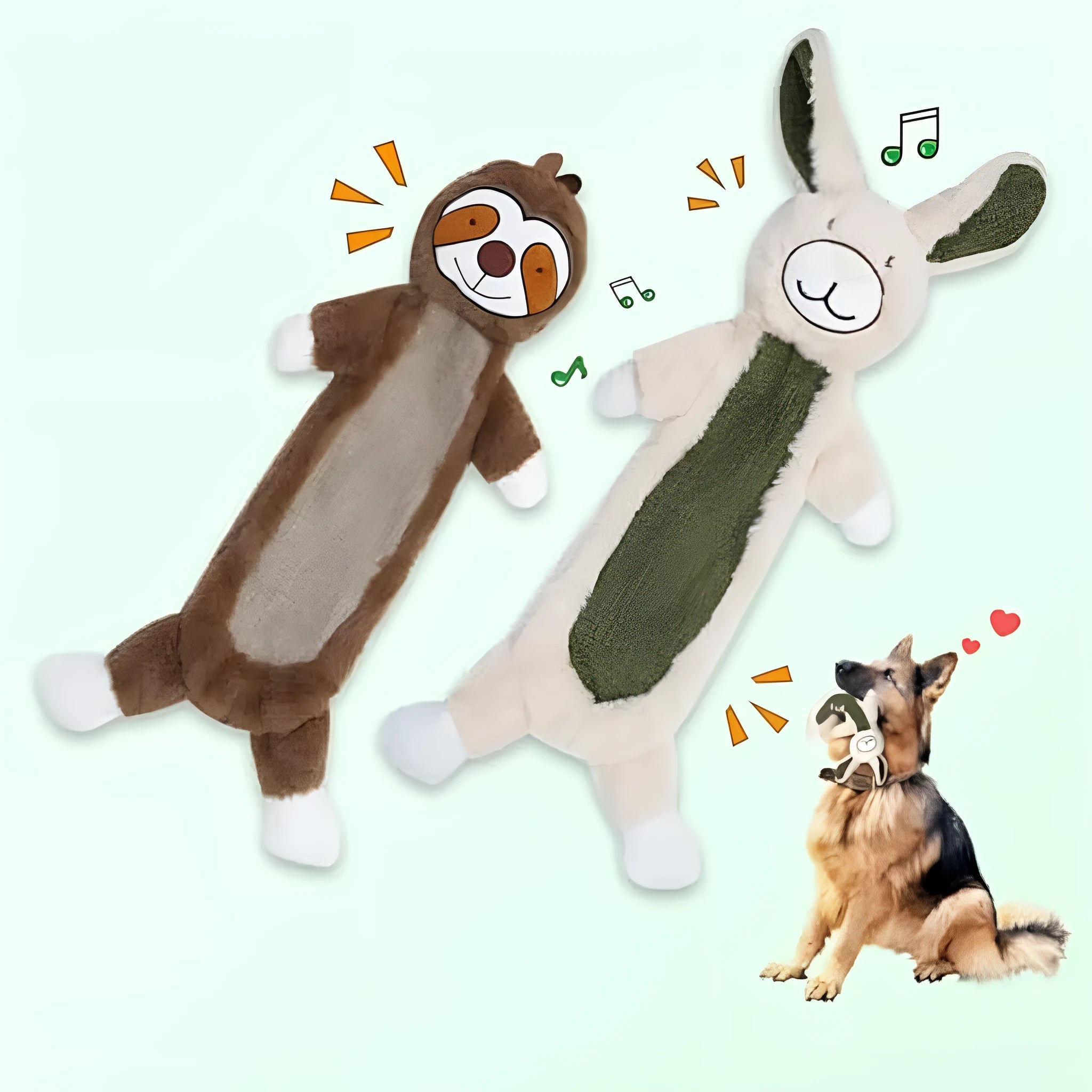 No stuffing crinkle dog toy featuring a cute rabbit design with soft plush material and internal crinkle paper