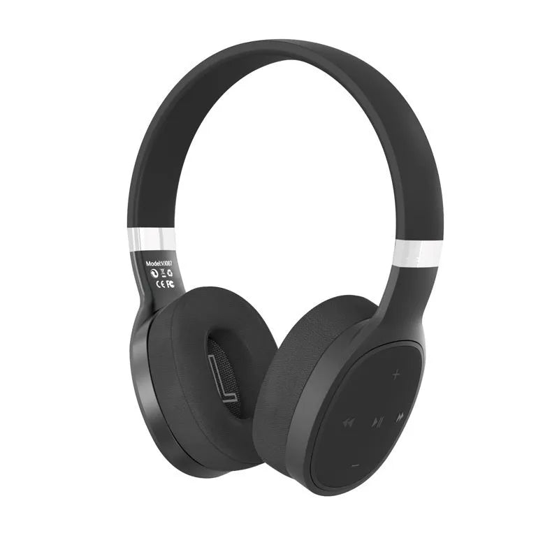 Folding wireless sports headset with Bluetooth 5.0, 40mm drivers, and 10-hour battery in black