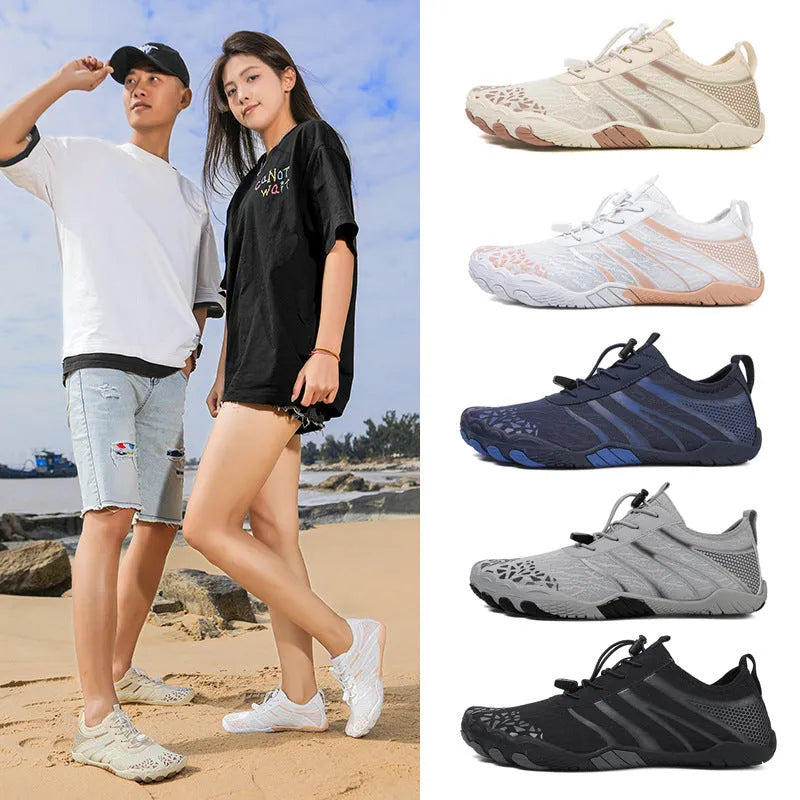 Lycra stretch fabric beach running shoes for upstream sports in multiple colour options