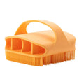 Silicone head massage comb shampoo scrubber with extra-long bristles and ergonomic handle, available in multiple colours