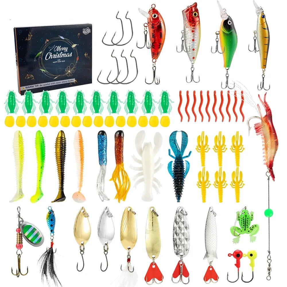 Mino Bog Christmas fishing blind box containing 24 metal tackle pieces in style 01 colour